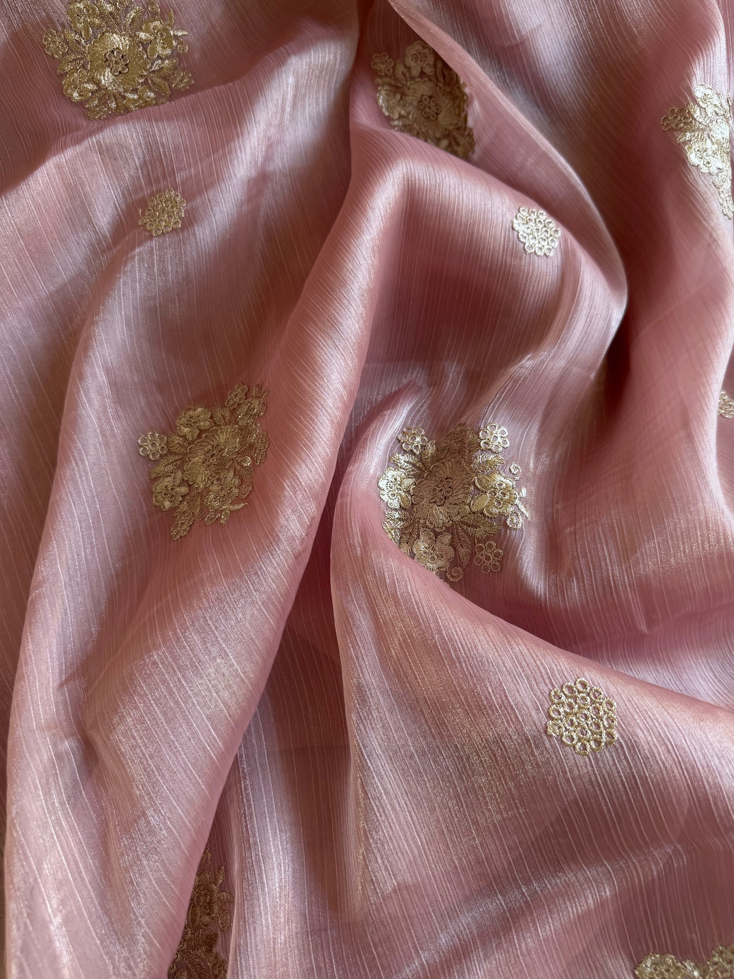 Metallic Lurex Silk Jimmy Choo Saree with Grand Floral Cutwork Border