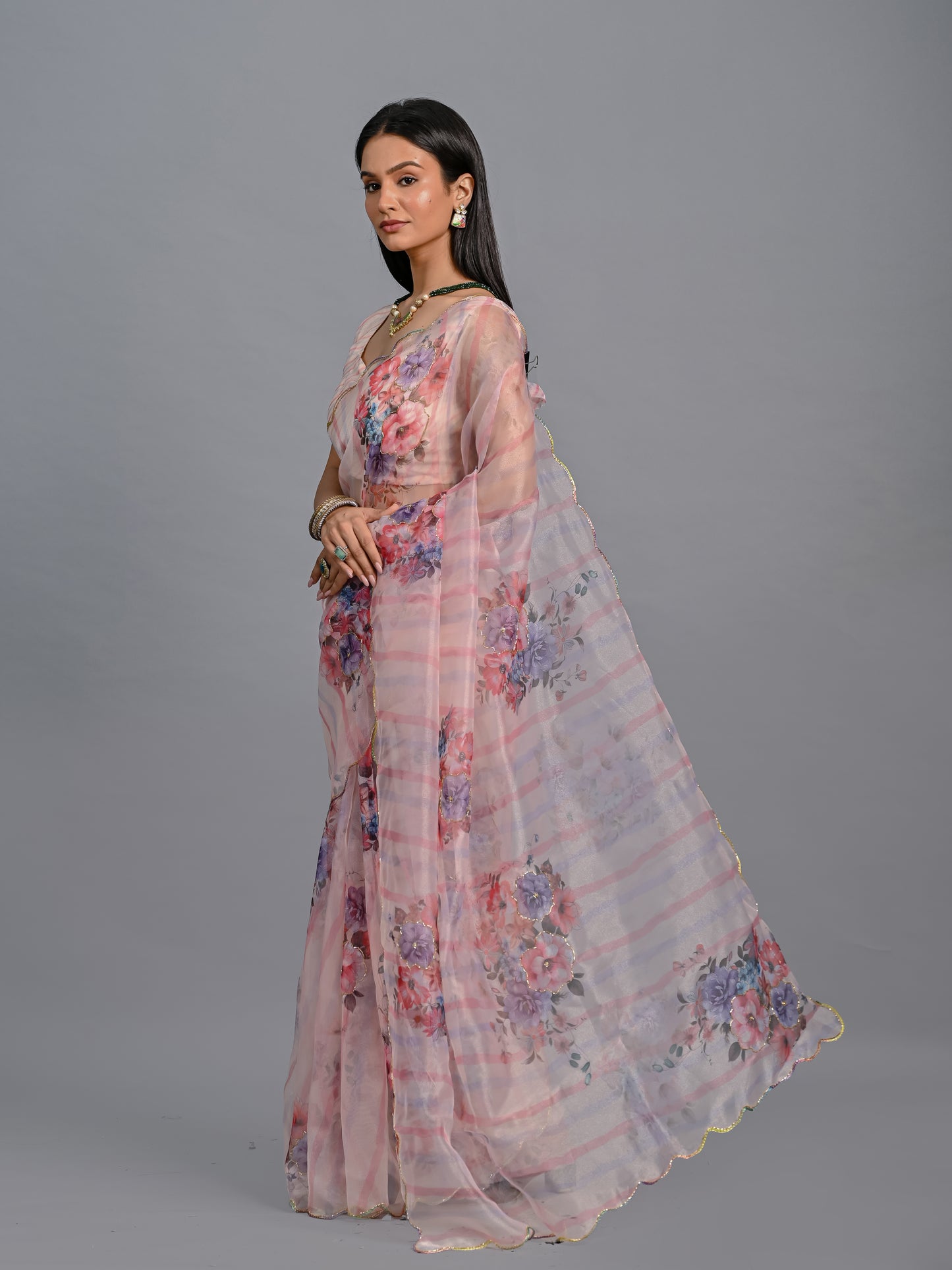 Garden Party Poly Organza Saree Set
