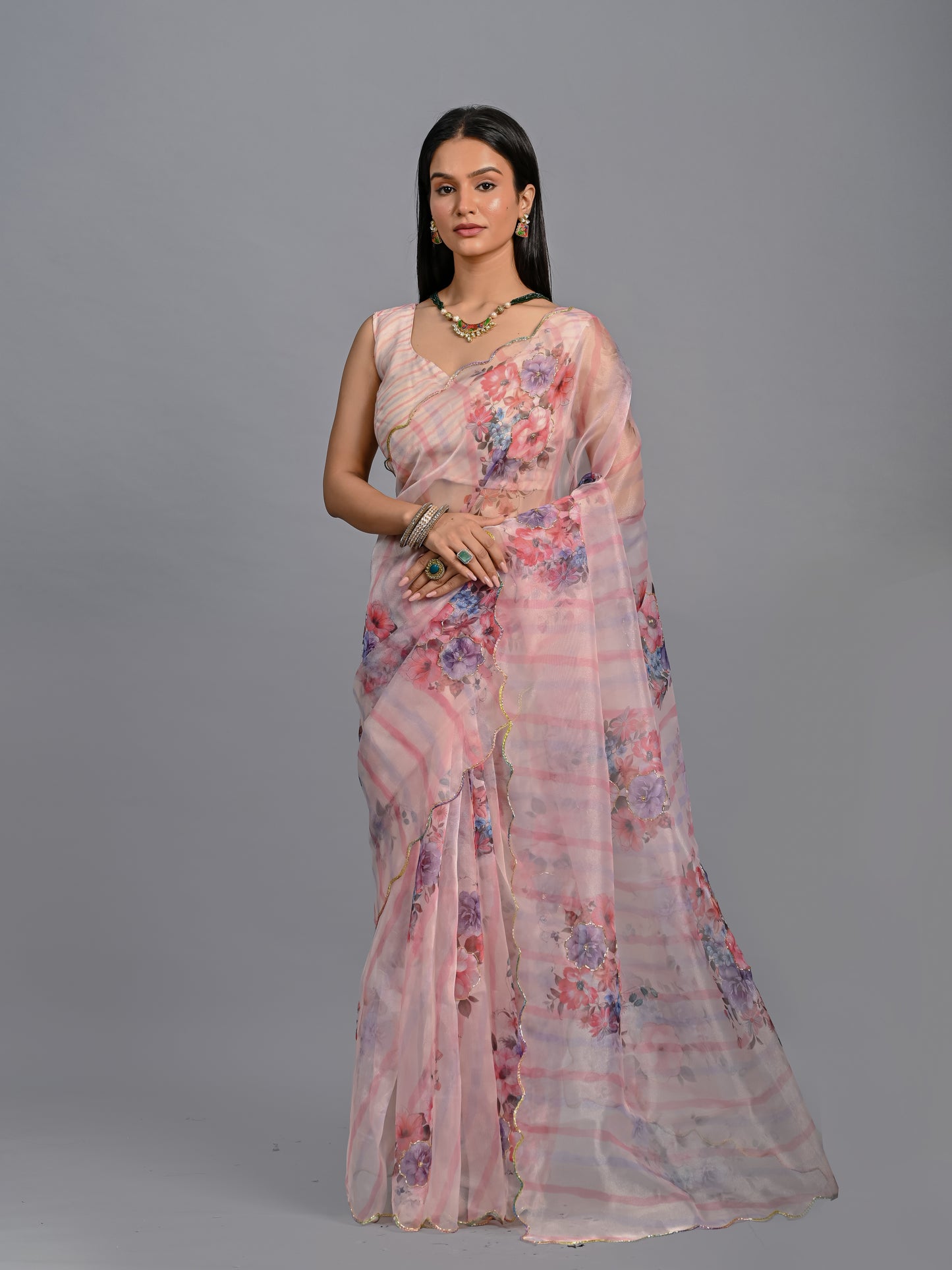 Garden Party Poly Organza Saree Set