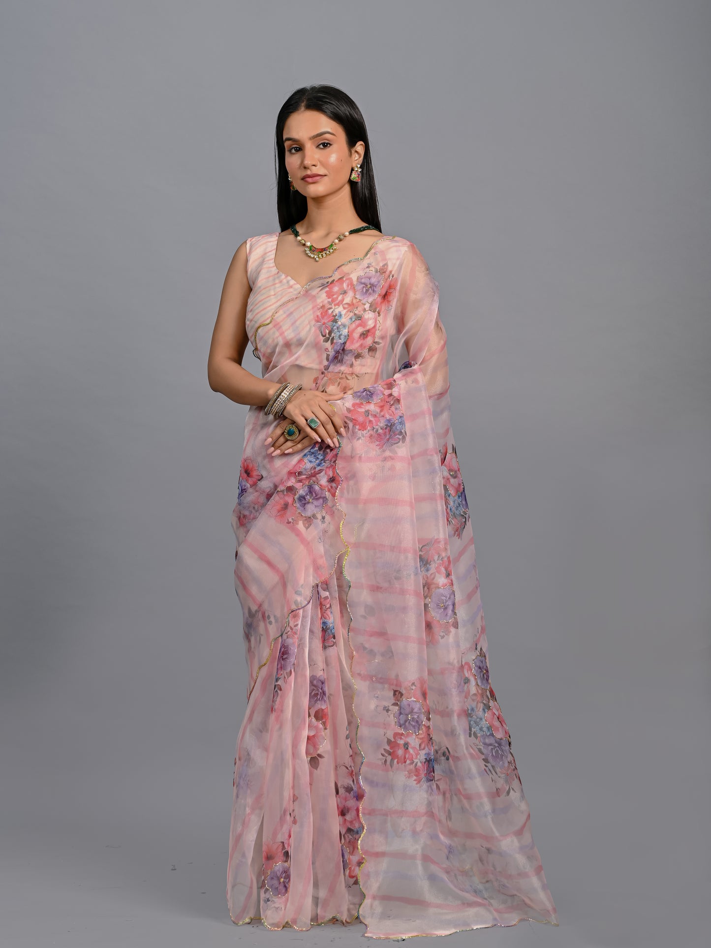 Garden Party Poly Organza Saree Set