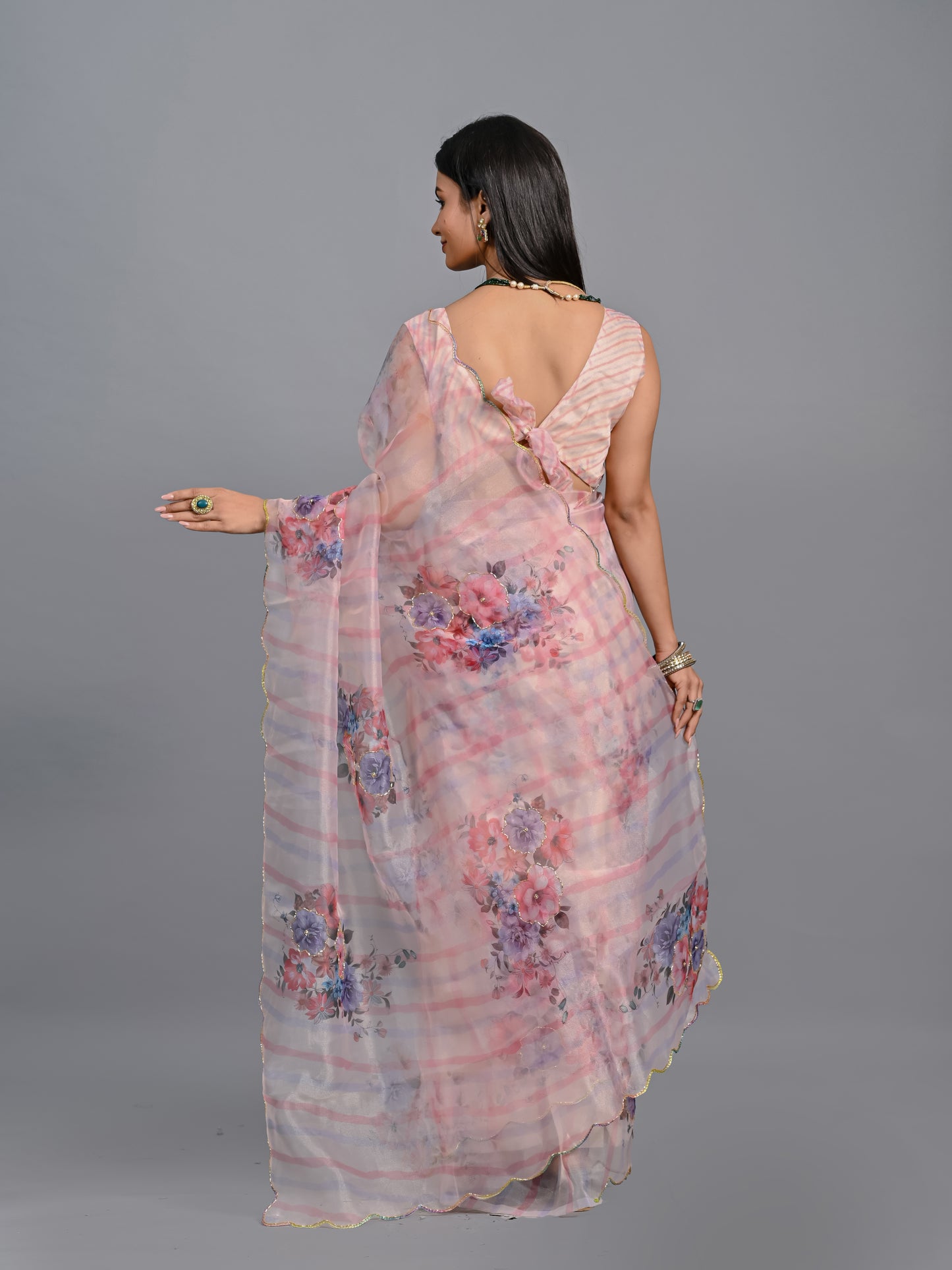 Garden Party Poly Organza Saree Set