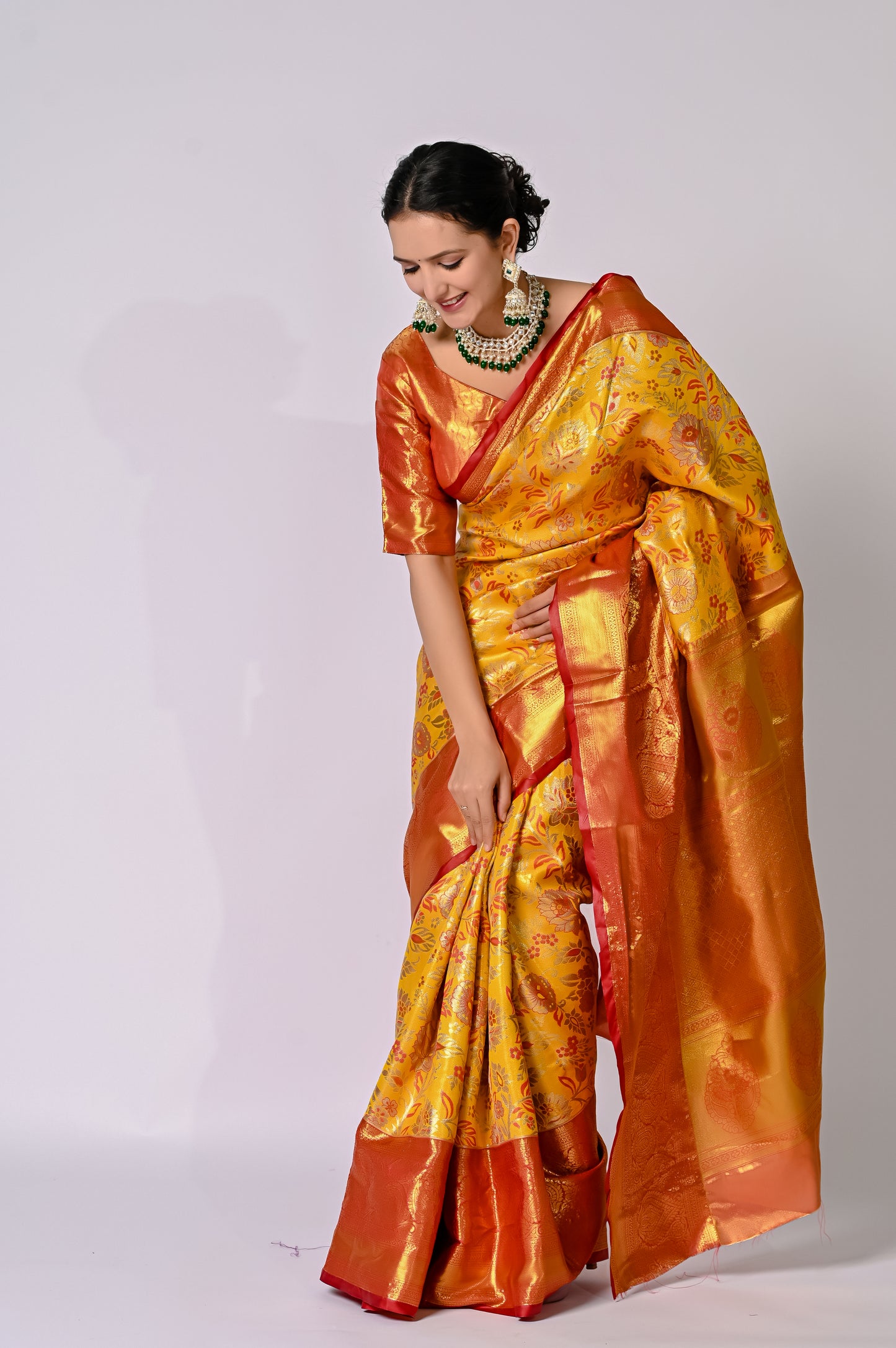 Golden Sunfire Banarasi Jaquard Silk Saree
