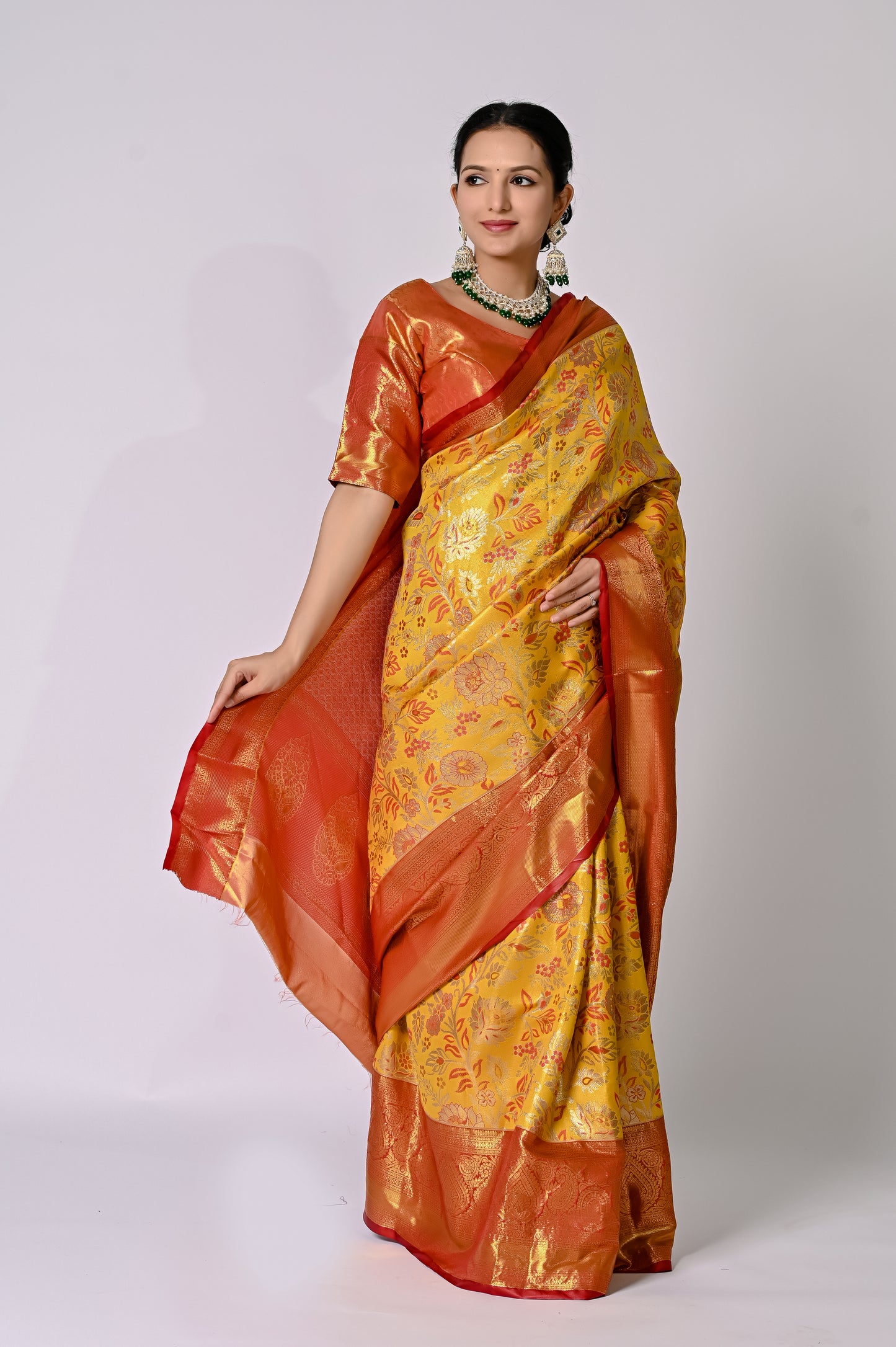 Golden Sunfire Banarasi Jaquard Silk Saree