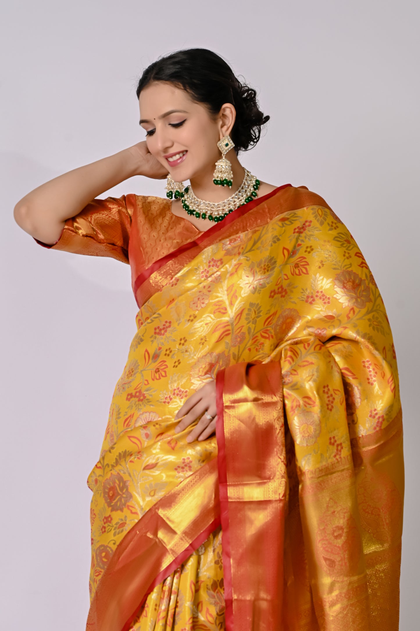Golden Sunfire Banarasi Jaquard Silk Saree