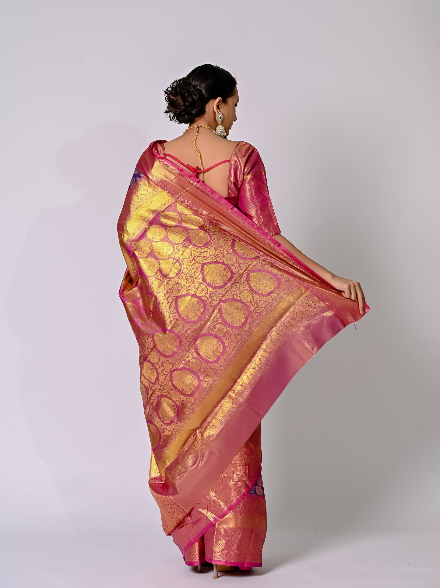 Royal Purple and Rani Pink Banarasi Jaquard Silk Saree